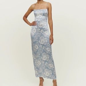 Reformation Frankie Silk Dress in Porcelain
